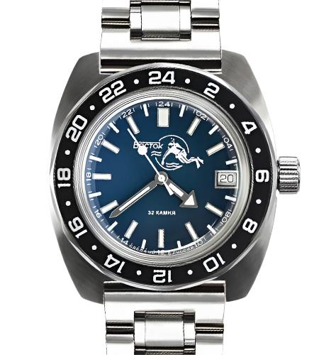 Vostok Amphibia 17003B Automatic 24-hour Watch ScubaDudeStore