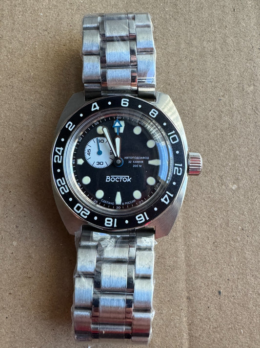 Vostok Amphibia 17037B GMT Batman Watch USED | Scubadudestore