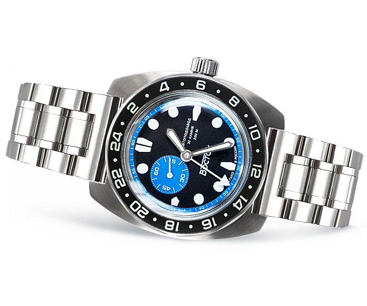 Vostok Amphibia 17034B GMT Watch Batman