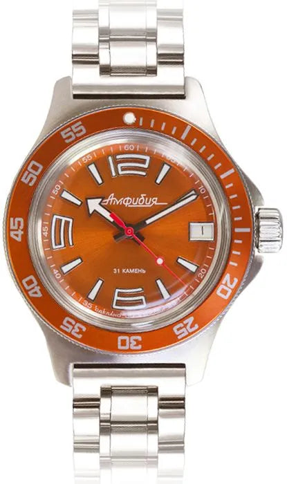 Vostok Amphibia 740383 Orange Automatic Watch | Scubadudestore