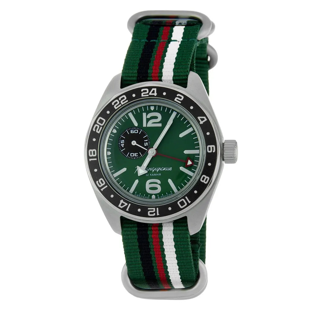 Vostok Komandirskie 03097A GMT Watch Russian Military Automatic | Scubadudestore
