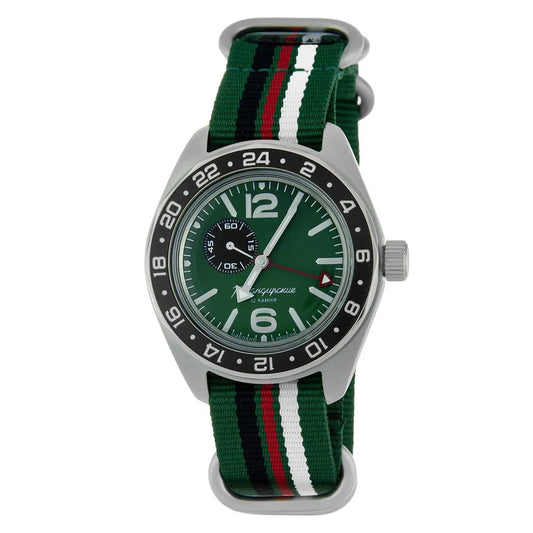 Vostok Komandirskie 03097A GMT Watch Russian Military Automatic | Scubadudestore