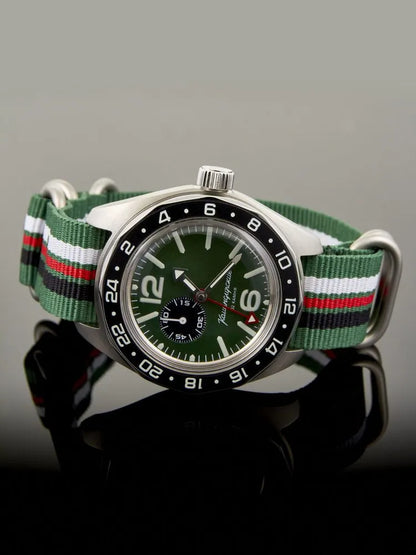 Vostok Komandirskie 03097A GMT Watch Russian Military Automatic | Scubadudestore