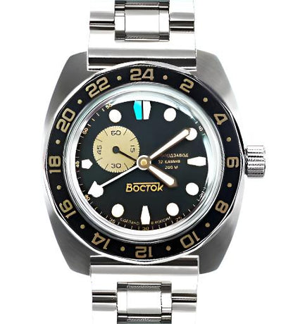 Vostok Amphibia 17098B GMT Watch Batman