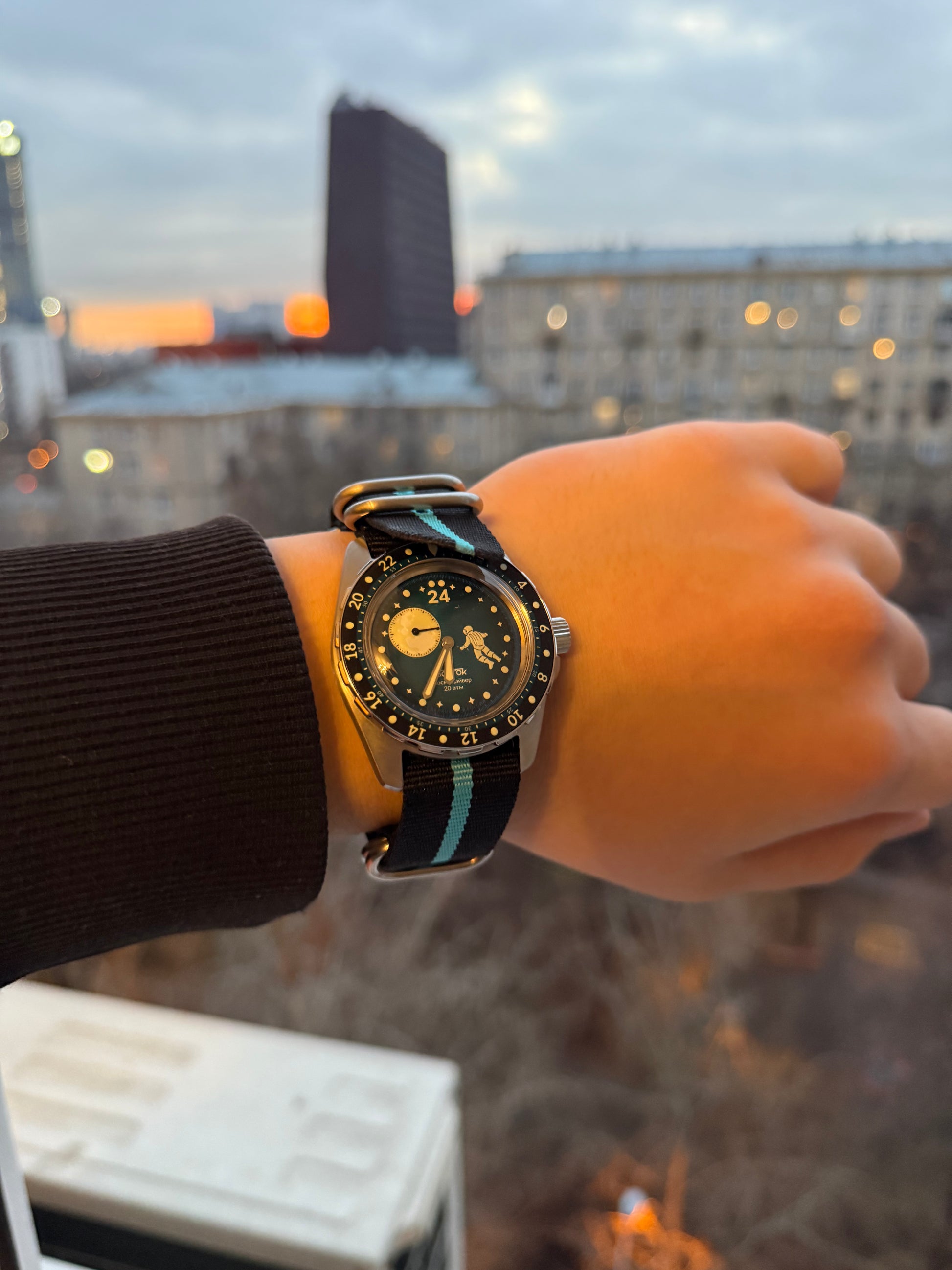 Vostok Amphibia 14038B Luna Dude Watch | Scubadudestore