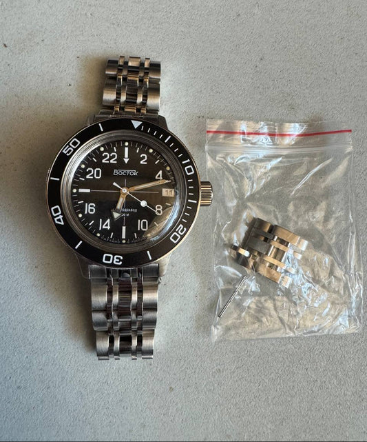 Vostok Amphibia 720076 24-Hour Watch FOR PARTS OR REPAIR