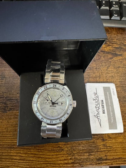 Vostok Amphibia 96077A Neptune GMT Watch USED