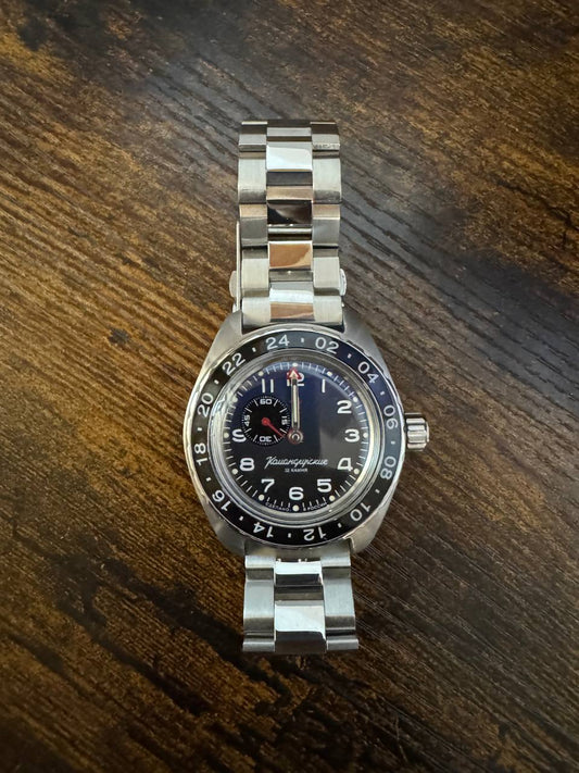 Vostok Komandirskie 02018A GMT Watch For Parts or Repair
