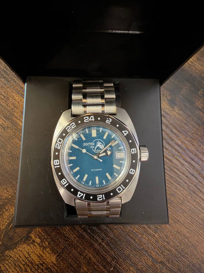 Vostok Amphibia 17003B Automatic 24-hour For Parts or Repair