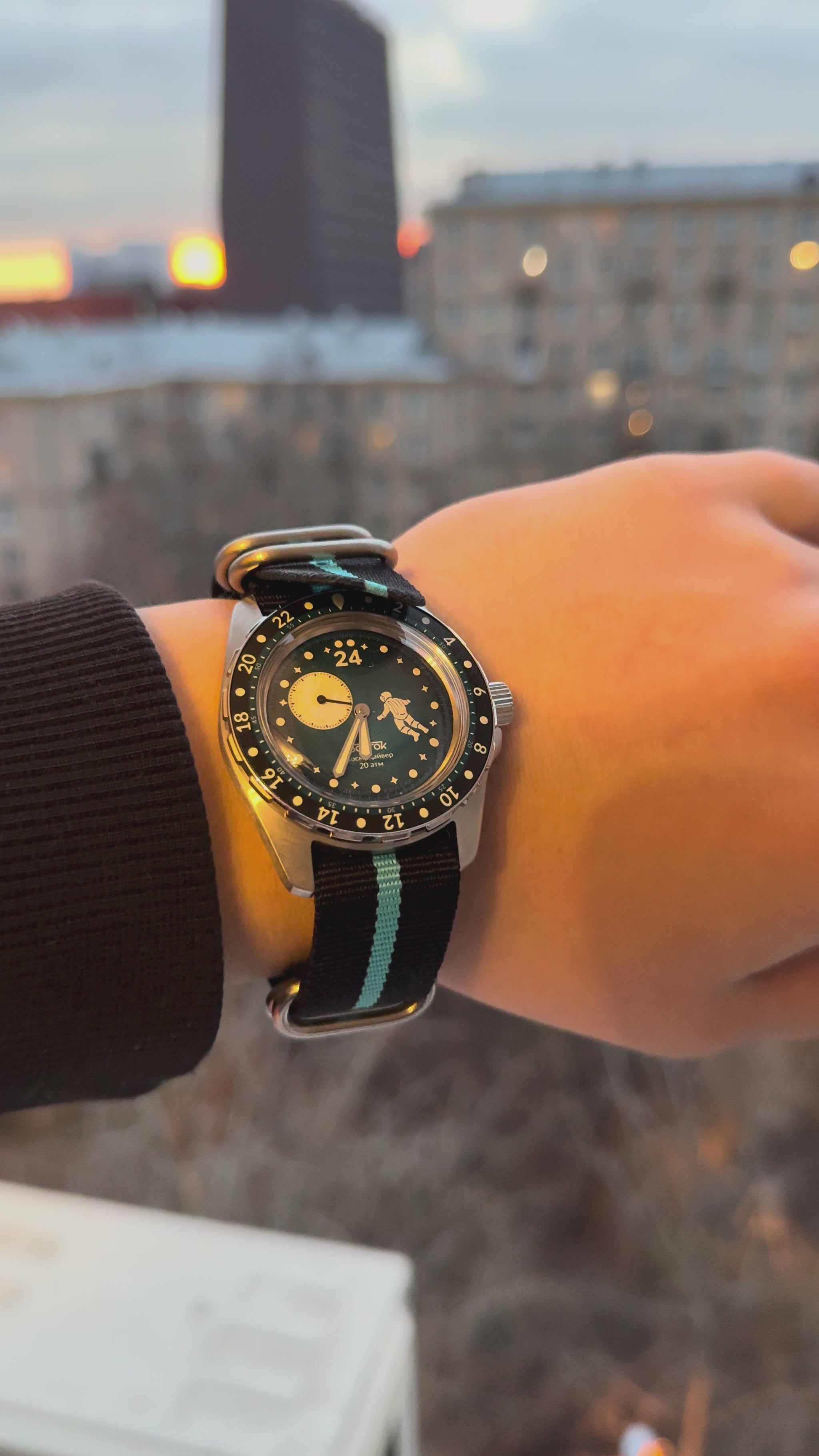 Vostok Amphibia 14038B Luna Dude Watch | Scubadudestore