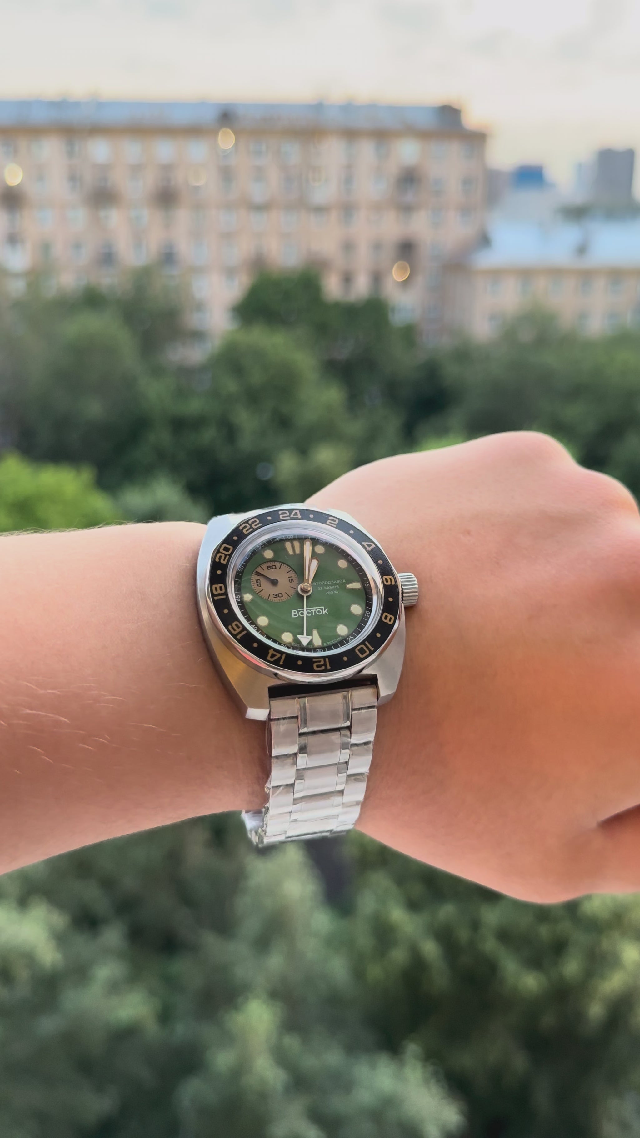 Vostok Amphibia 17099B GMT Watch Batman | Scubadudestore