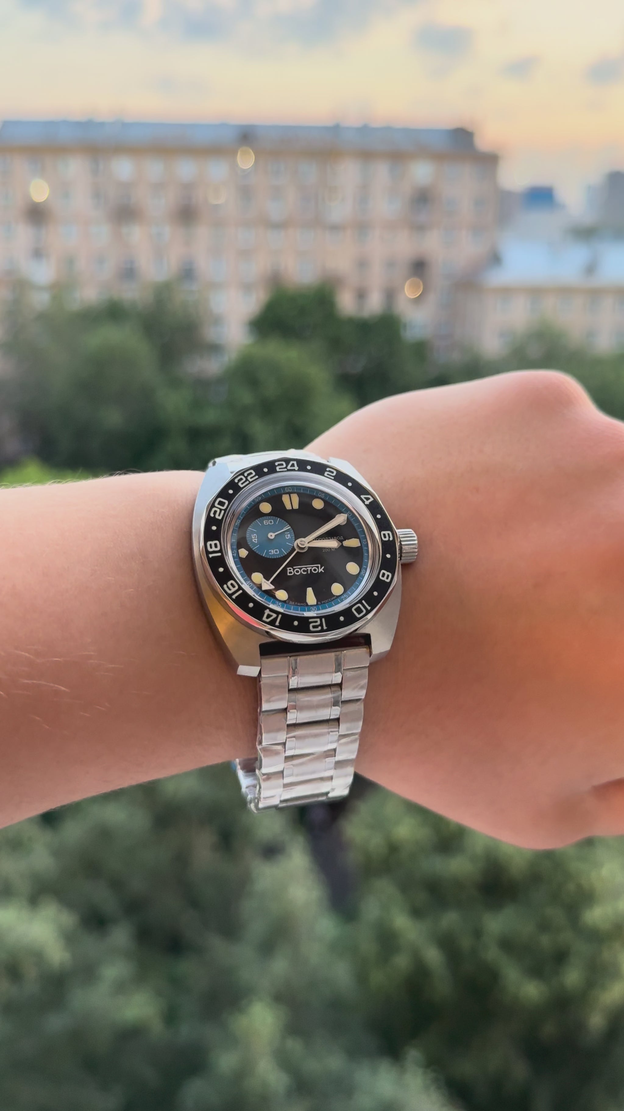 Vostok Amphibia 17034B GMT Watch Batman | Scubadudestore