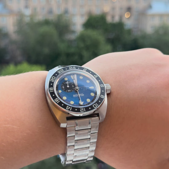 Vostok Amphibia 17035B GMT Batman Watch | Scubadudestore