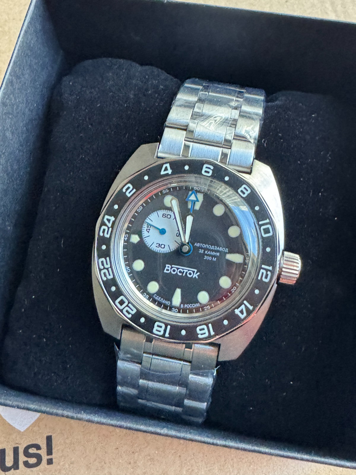 Vostok Amphibia 17037B GMT Batman Watch USED | Scubadudestore